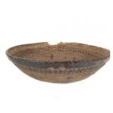 Lg Coiled Basket Bowl w/ Leather Wrapped Rim