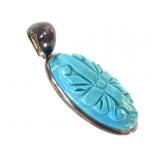 Sterling Carved Turquoise Pendant 19.0g TW