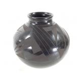 Signed Mata Ortiz Black-on-Black Olla Vase