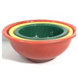 3 Colored Glass Pyrex Mixing Bowls
