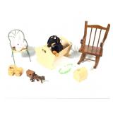 2 Doll Chair Crib Pets Buddy Dashound & Other Toys