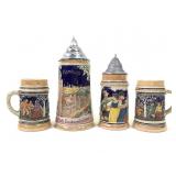 4 Beer Steins 4 3/4" - 8" H
