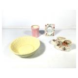 Lefton Luster Baby Shoe Planter & 4 Ceramics