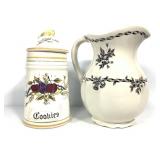 Italian Armant Cookie Jar & Modern Waverly Pitcher