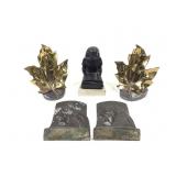 2 Sets Cast Metal Bookends Egyptian Scribe Mini