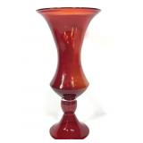 Large 15.5" Tall Red Glass Vase