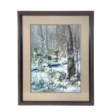 Signed Print Deer in Snow by Kioetzke