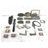 Misc Belt Buckles, Watch,Pocket Knives