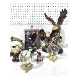 9 Decorative Eagle Items w Snowglobes