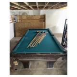 Vtg Monarch Pool Table w Sticks & Balls