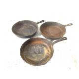 3 Used Cast Iron Pans