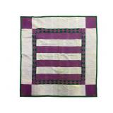 Large Vtg Handmade Purple Green Quilt 91" x 91"