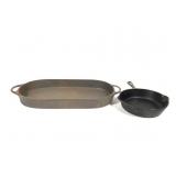Cast Iron 18" L Oval Pan & Griswold No 5 Skillet