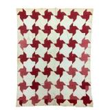 Early Red White Handmade Pinwheel Quilt 81" x 68"