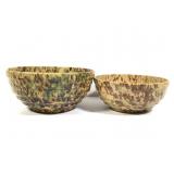 2 Vtg Spongeware Mixing Bowls 8" & 9 1/2" W