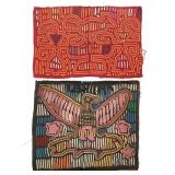Mola Kuna Folk Art Textile Panels w/ Bird Motifs