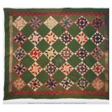 Early Pieced Stars & Squares Quilt 90" x 75"