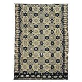 Indigo White Jacquard Moss 74" x 87"