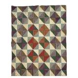 Antique Sunshine Shadows Log Cabin Quilt 86" x 78"