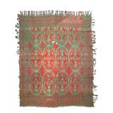 Red Green Jacquard Coverlet w/ Cherubs 93" x 98"