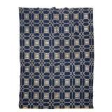 Blue White Geometric Double Weave 82" x 97"
