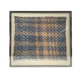 19thC Framed Overshot Coverlet Fragment