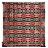 Jacquard Tied Beiderwand Coverlet 78" x 76"