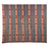 Blue Pink Triple Panel Onion Coverlet 94" x 83"