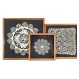 3 Antique Fine Lace Pcs Framed Hair Pin +