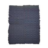Early Blue Orange Checks & Bars Coverlet 72" x 81"