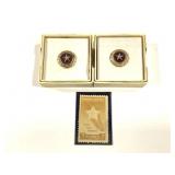 2 1947 Gold Star Pins w Boxes + Postage Stamp