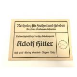 NSDAP 1936 Adolf Hitler + German Election Ballot