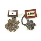 2 Sterling Blue Star Pins w Eagle Officer Insignia