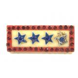WW2 Celluloid Blue & Gold Star Pin w Rhinestones