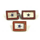 3 Blue Star Pins - 1 w Sterling Back