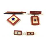 WW2 Celluloid Blue Star Pins