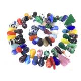 Czech Bohemian Glass Bead Strand Teardrop Uranium+