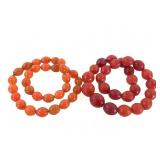 African Trade Tomato Beads Bohemia Czech 2 Strands