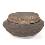 African Oval Lidded Storage Basket