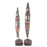 Pair New Guinea Sepik Flute or Ancestral Mask