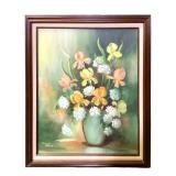 Framed Margaret Mitchell Painting Flowers