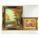 2 Framed Fall Foilage Paintings