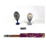 2 HP Wooden Eggs & Chopsticks w Stands