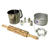Wilton Springform Pan Sifter Cat Rolling Pin Salt+