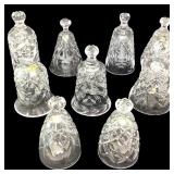 9 Crystal Holiday Bells - Some Dated 1980s 1990s