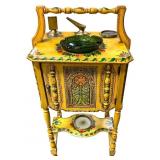 Early Smoking Stand w Ornate Painted Design