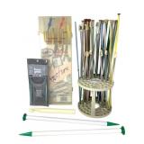 Collection of New & Used Knitting Needles + Stand