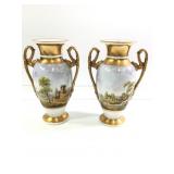 Pr Old Paris Porcelain Vases 7" H