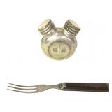 China Dbl-Spout Rifle Oiler Flask Civil War Fork