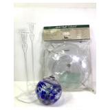 NOS Dinner Bell Bird Feeder + Glass Decor Items